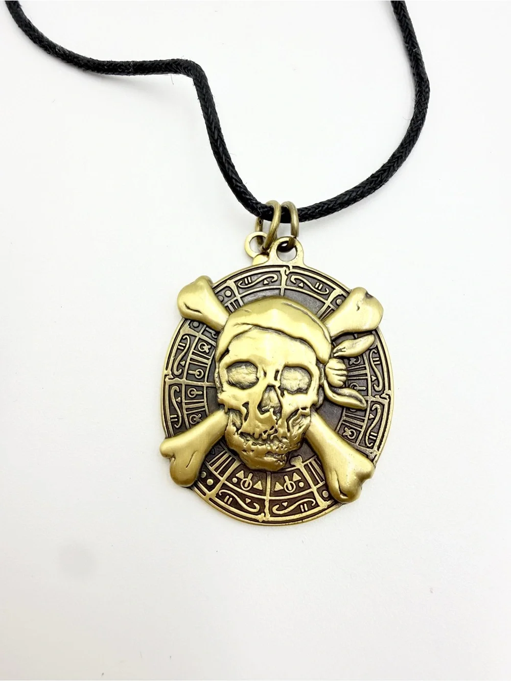 Pirate Skull Medallion Adjustable Cord Necklace with Signed Rebecca Charm - Picture 5 of 11